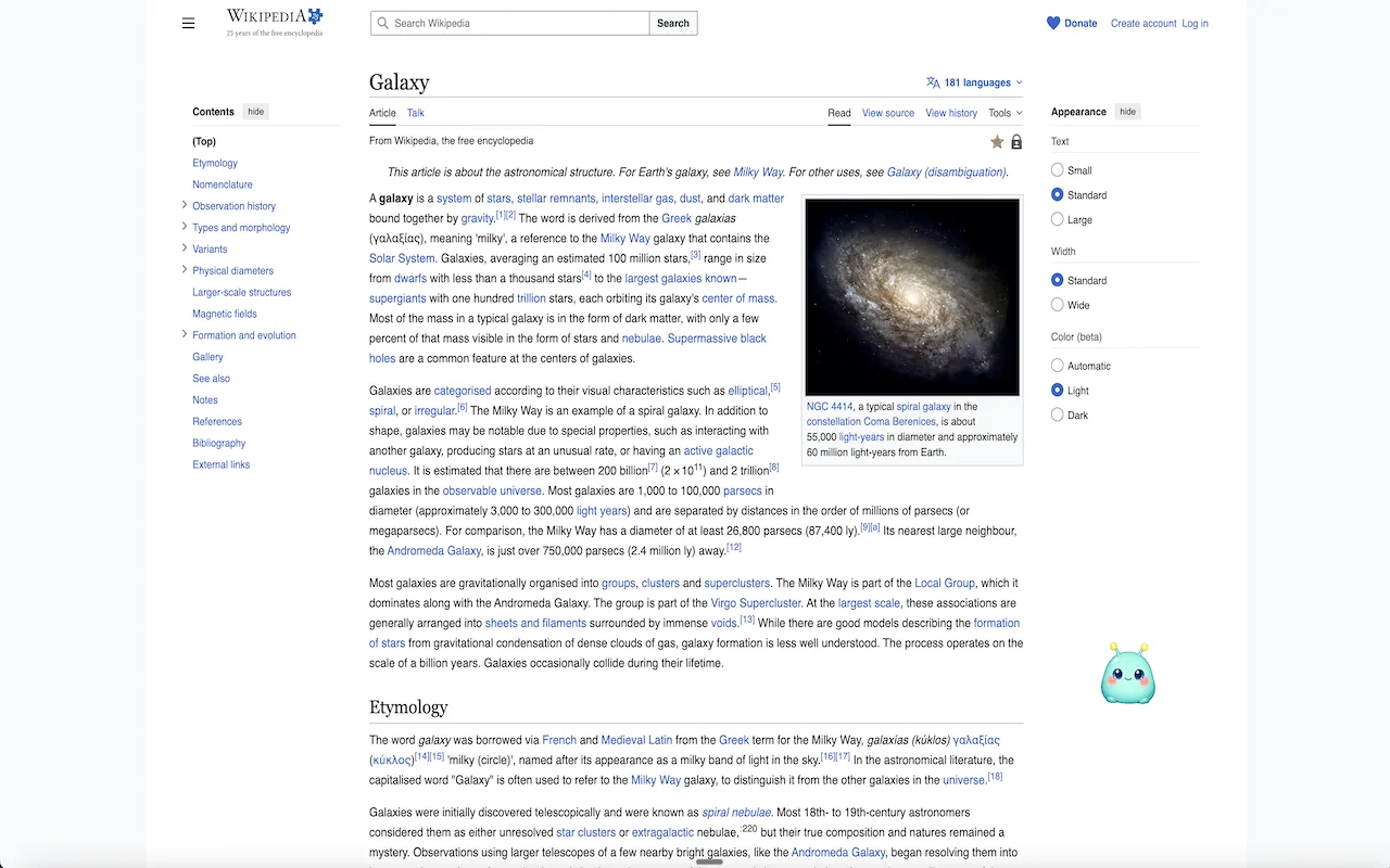 Tabnora alien floating on a macOS desktop next to a browser window